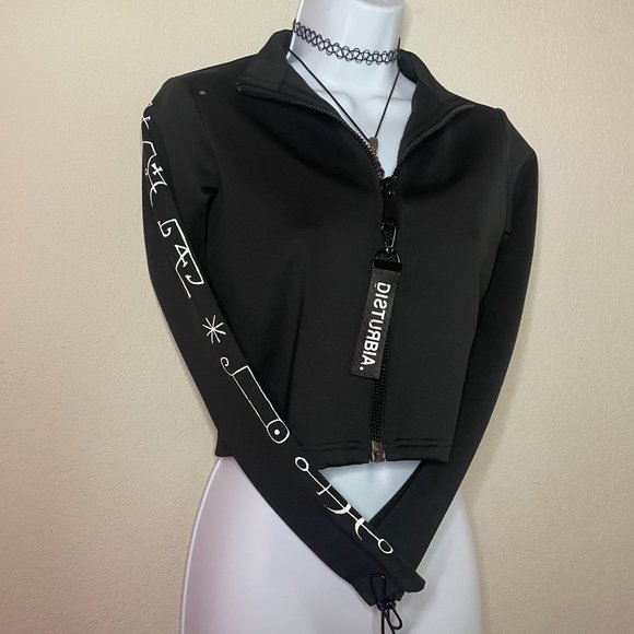 disturbia heiroglyph occult symbol cropped track jacket - Picture 2 of 2